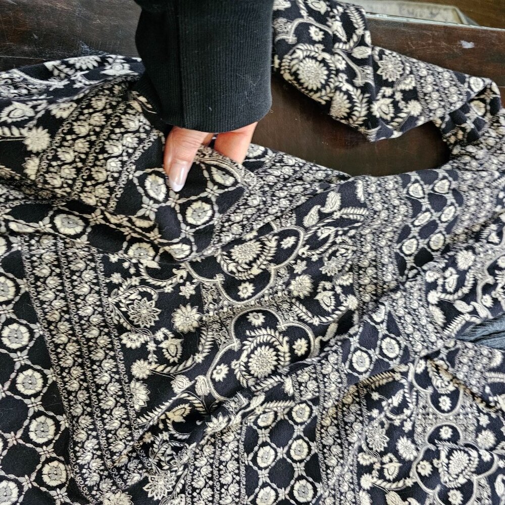 Free People Women's Blazer Jacket Flare Cardigan Black and White Floral size S - Picture 7 of 13